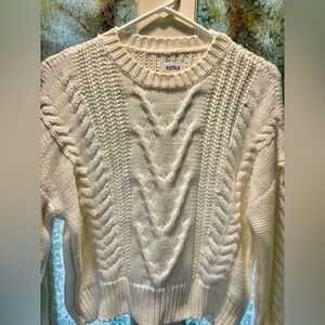 Pistola Women's Bright White Cable Knit Sweater S 100 % Cotton
